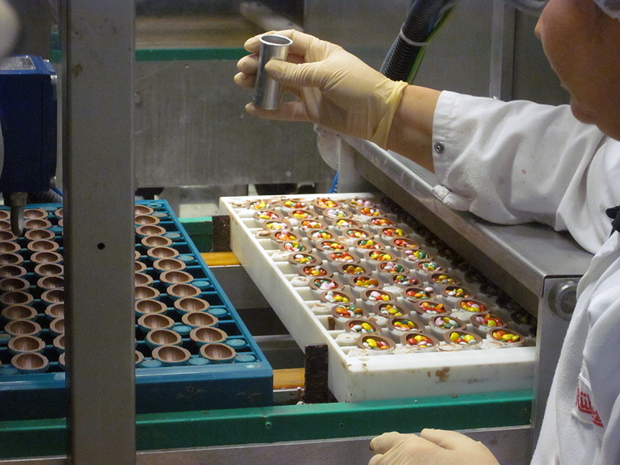 Chocolate Easter eggs from inside a chocolate factory Chocolate Easter eggs from inside a chocolate factory