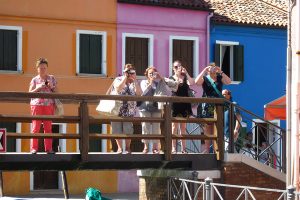Tourists on Burano island