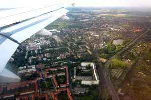 Berlin from above - through airplane window