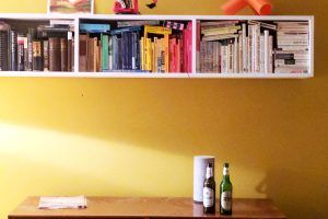 colorful bookshelf