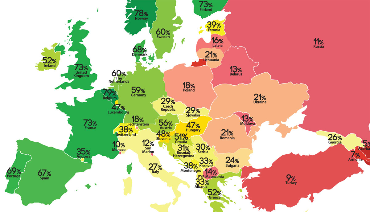 Top 10 Best LGBTQFriendly Countries in Europe (Rainbow Map)