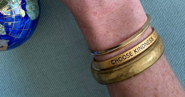 bird + stone (gold bracelet) - choose kindness